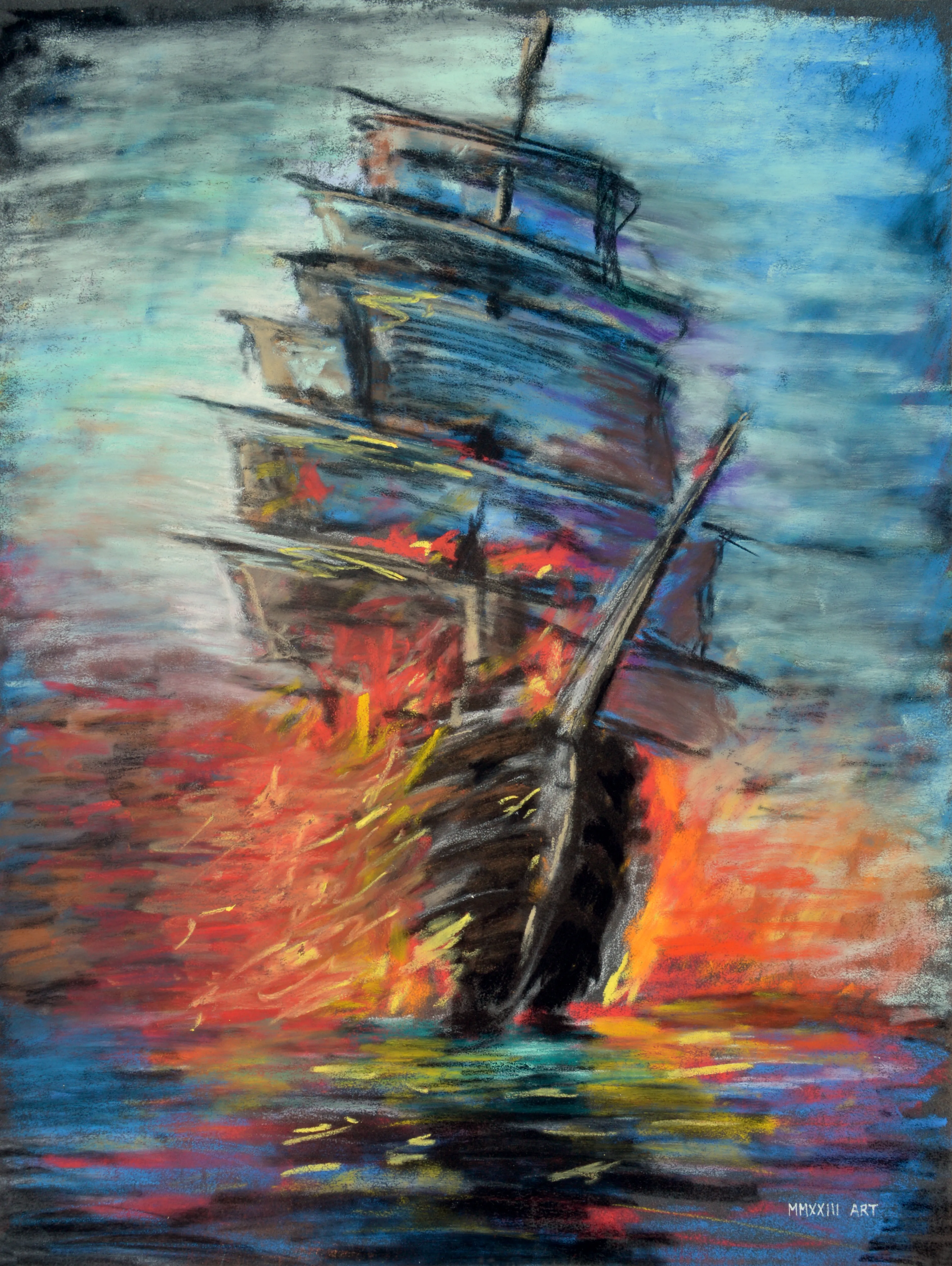 Fire Crossing, drawing by MMXXIII.ART